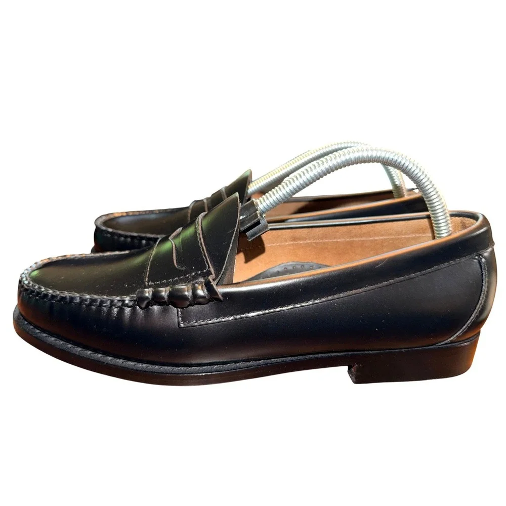 G.H. Bass Larson Weejuns Beefroll Penny Loafers Mens 8D Black Leather NEW